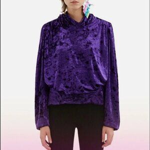 Bimba y Lola Purple Velour Long Sleeve Open Back Size Medium